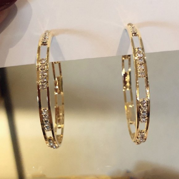 NEW gold plated round hoop earrings - Picture 6 of 7